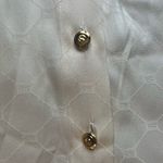 St. John Collection Cream Gold Long Sleeve Silk Button Down SJ Print Top Size 2 Photo 3