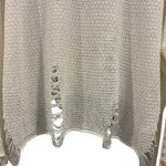 POL Boho Distressed Knit Ivory White Poncho Sweater, Medium Photo 4