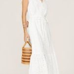 Polo Ralph Lauren Linen Ruffled Eyelet Midi Dress, White Size 4 New w/Tag $398 Photo 1