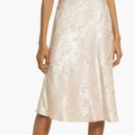 Lulus Calla Love Satin Jacquard Champagne Slip Midi Dress Women's Medium Photo 0