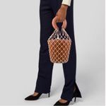 STAUD Nwot  Moreau Leather Bucket Bag designer spring coastal crochet boho $400 Photo 5