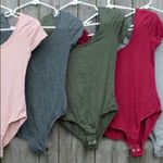 Short Sleeve Bodysuit Burgundy Red Photo 4