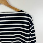 J Crew Striped Cropped Fit Shirt Small Boxy Long Sleeve Preppy Nautical Coastal Black Photo 1