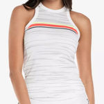 Lucky in Love Royale Stripe Rib Tennis Tank Top White Orange Size Small Photo 0