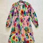 Esprit NWOT  Collection Patterned Pleated Mini Dress Multicolor Sz 8 Long sleeve Photo 3