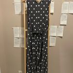 Ralph Lauren Grey Polka-Dot Sleeveless Maxi Dress with Waist Strap Photo 3