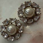 Givenchy Vintage Faux Pearl and Crystal Clip On Statement Earrings Photo 3