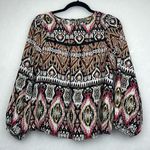 Anthropologie Figueroa Flower  Peasant Top Blouse Shirt Crochet Geo Black Pink M Photo 0