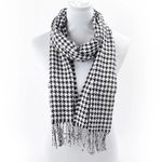 Houndstooth Black White Soft Knit Scarf New Alabama Skinny Long Fringe Unisex Photo 5