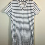 Lands' End Lands’ End Women’s White Gray Striped Shirt Dress 4 Photo 0