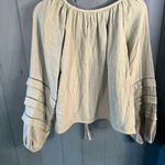 Illa Illa Turquoise Peasant Blouse with Drawstring & Juliet Sleeves | Sz Large Photo 2