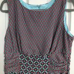 Roz & Ali  New geometric dress sleeveless‎ ruched waist pink blue women’s size 12 Photo 1