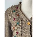 The Italian Mob Vintage Sweater Women Small Brown Knit Star Bobble Cardigan Photo 6