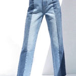 PacSun  High Rise Straight Two Tone Straight Leg Cut Off Jeans Button Fly Sz 25 Photo 0