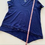 Westbound | Navy Blue Asymmetrical Lace Trim Short Sleeve T-Shirt Medium Petites Photo 3