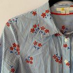 Boden Blue White Stripe Red Floral Button Down Knee Length Shirt Dress Cotton 6 Photo 2