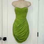Baobab Irene Mini Dress Small Green Strapless Shimmer Bodycon Party Photo 3