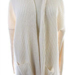 Michael Kors Michael  Cream Ribbed-Panel Shawl Collar Cardigan, Pockets; size XL Photo 0