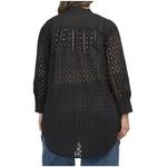 ADIVA | Black Lace Eyelet Shirt Tunic Collar Coverup Plus | Size 1X Photo 1