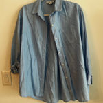 Old Navy  Women’s Boyfriend Shirt 100% Cotton Blue Size Small Long Sleeve Photo 0