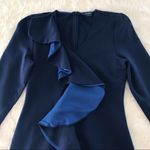 New SABIE Long Sleeve Navy Blue Knit Midi Dress Sheath Office Career‎ Medium Photo 2