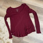 American Eagle  Soft & Sexy Waffle Knit Maroon Top Photo 0
