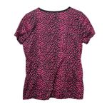 Betsey Johnson  Women Scrub Top Uniform M Pink Black Leopard Medical Nurse Trendy Photo 1