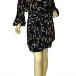 ALC Frank A.L.C. SILK “RORY” PALM LEAF PRINT BLACK & BROWN PLEATED SPLIT SLEEVE DRESS (2) Photo 0