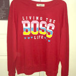 Wound Up - New graphic sweater “living the boss life”… size XXL red Photo 0