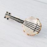 Vintage Brooch / Vintage Pin Mother of Pearl Banjo 1.5" Photo 7