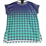 LuLaRoe  Top Womens Size Medium Blue Green Plaid‎ Cap Sleeve Simply Comfortable Photo 0