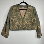 Soft Surroundings Turks Bolero Crop Jacket Medium Olive Green Boho Embroidered Photo 1