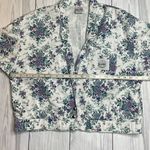 90s Vintage Floral White Cropped Denim Jacket Bridge Sports Wear Large Photo 4