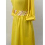 Vintage 70s Fit & Flare Dress Striped Tie Back Belted Waist Midi Yellow Womens 6 Size M Photo 4