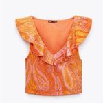 ZARA  Women's Jacquard Ruffled Top Photo 4