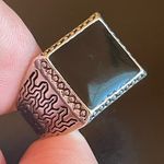 Black obsidian gemstone S925 silver ring size 8.5 Photo 5