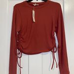 Forever 21 Capella Long Sleeve Side Tie Crop Top Small Burnt Orange Photo 0