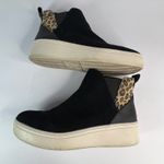 Toms Women Black Suede Leopard Ankle Boots Platform Wedge Side Zip Size 7.5 Photo 4