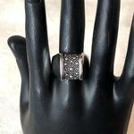 MICHAEL DAWKINS Sterling Silver Starry Night Oxidized Caviar Accented Ring Sz 7 Black Photo 0