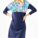 Lilly Pulitzer Finn T-Shirt Dress Bermudaful Long Sleeve Size Small S Navy Blue Photo 0