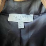 Talbots  Black White Fair Isle Sweater Vest Fur Trim M Petite Photo 6