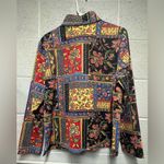 The TOG Womens Patchwork Print Soft Denim Jacket medium Floral‎ colorful cotton Red Photo 1