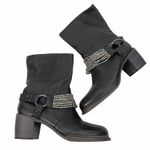 Vera Wang  Natasha Biker Booties with Chain and Buckles Black Size 10M Photo 5