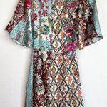 ZARA Green Multi Color Pattern Patchwork Floral Mini Dress Photo 6