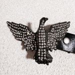 Black & Brown London Leather Studded Rhinestone Eagle Bird Belt Buckle Festival Photo 2