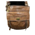 Fossil Vintage Classic Chocolate Brown Turnlock Leather Crossbody Purse Photo 1