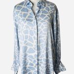 ZARA  Light Blue and White Satin Animal Print Blouse Photo 1