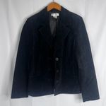Newport News Black Suede Look 100% Soft Leather Button Front Jacket Size 10 Photo 8