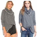 Free People Beach Cowl Neck Long Sleeve Pullover Two Body Grey Cocoon Photo 1