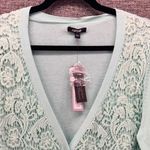 Apt. 9  Womans Cardigan Size XL Mint‎ Green Crocheted Button Front Knit Top Photo 2